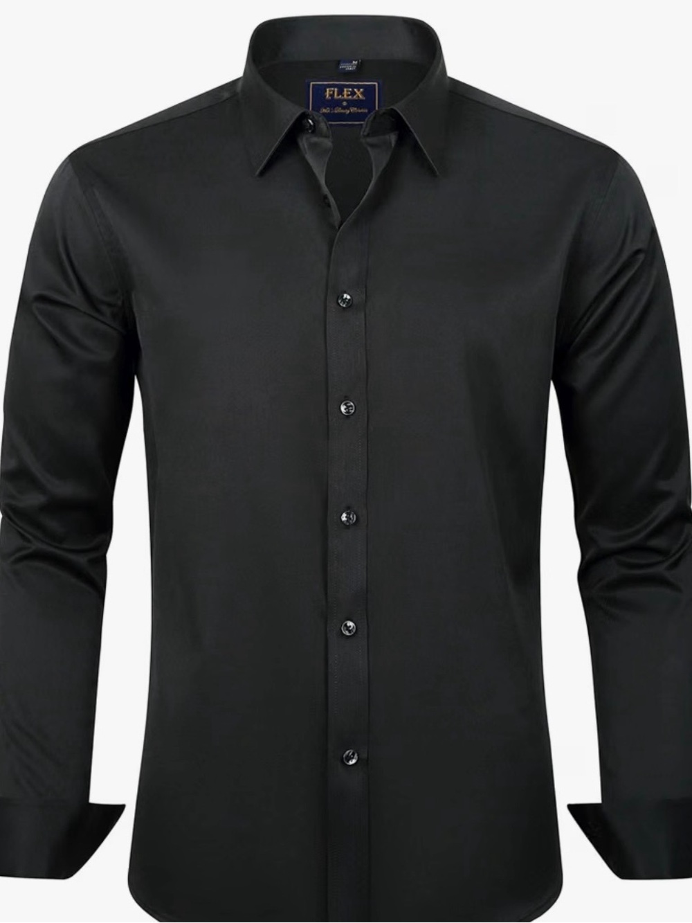Men's Black Dress Shirt - Slim Fit Long Sleeve